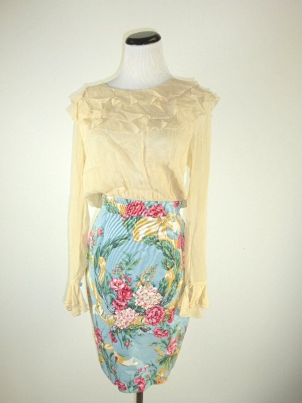 MOSCHINO CHEAP & CHIC floral ruffles dress 8 vintage
